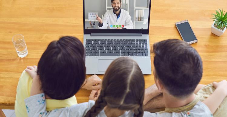 Family having virtual consultation