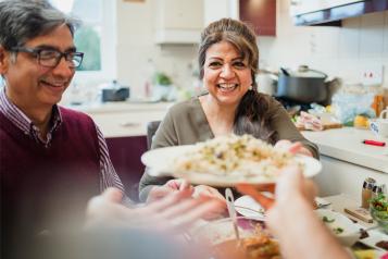 Family at the table eating dinner