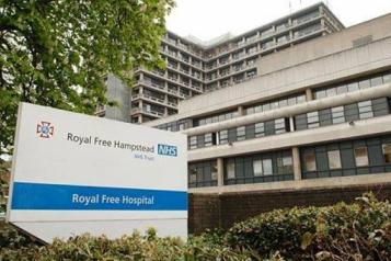 The Royal Free Hosital building with a sign outside that says The Royal Free Hopsital Heampstead