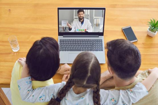 Family having virtual consultation