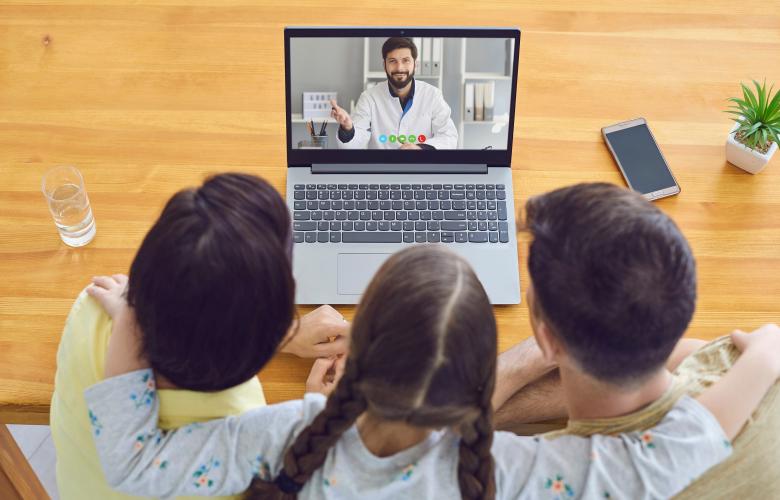 Family having virtual consultation