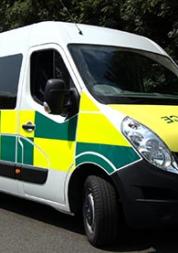 Yellow and white ambulance for patients